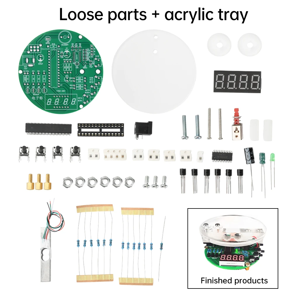 5V Electronic Scale DIY Kit 1KG Weighing Capacity 51 Microcontroller Solder Practice Kit HX711 Chip with Digital Tube Display