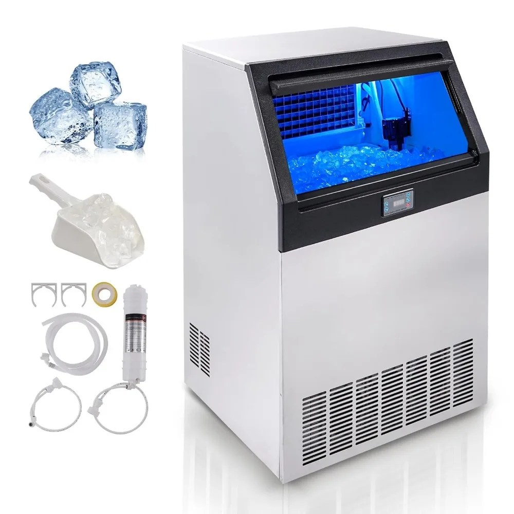 

Commercial Ice Maker Machine, 265lbs/24H,126 Ice Cubes in 12-15 Minutes, LED Digital Display Free Standing Ice Maker