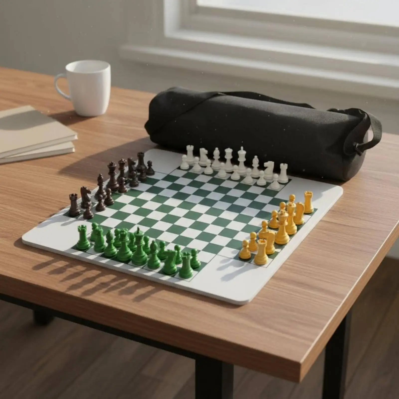 Four Player Chess Compact Tabletop Chess Game Multi-color Pieces Adult Group Play for Home Gathering