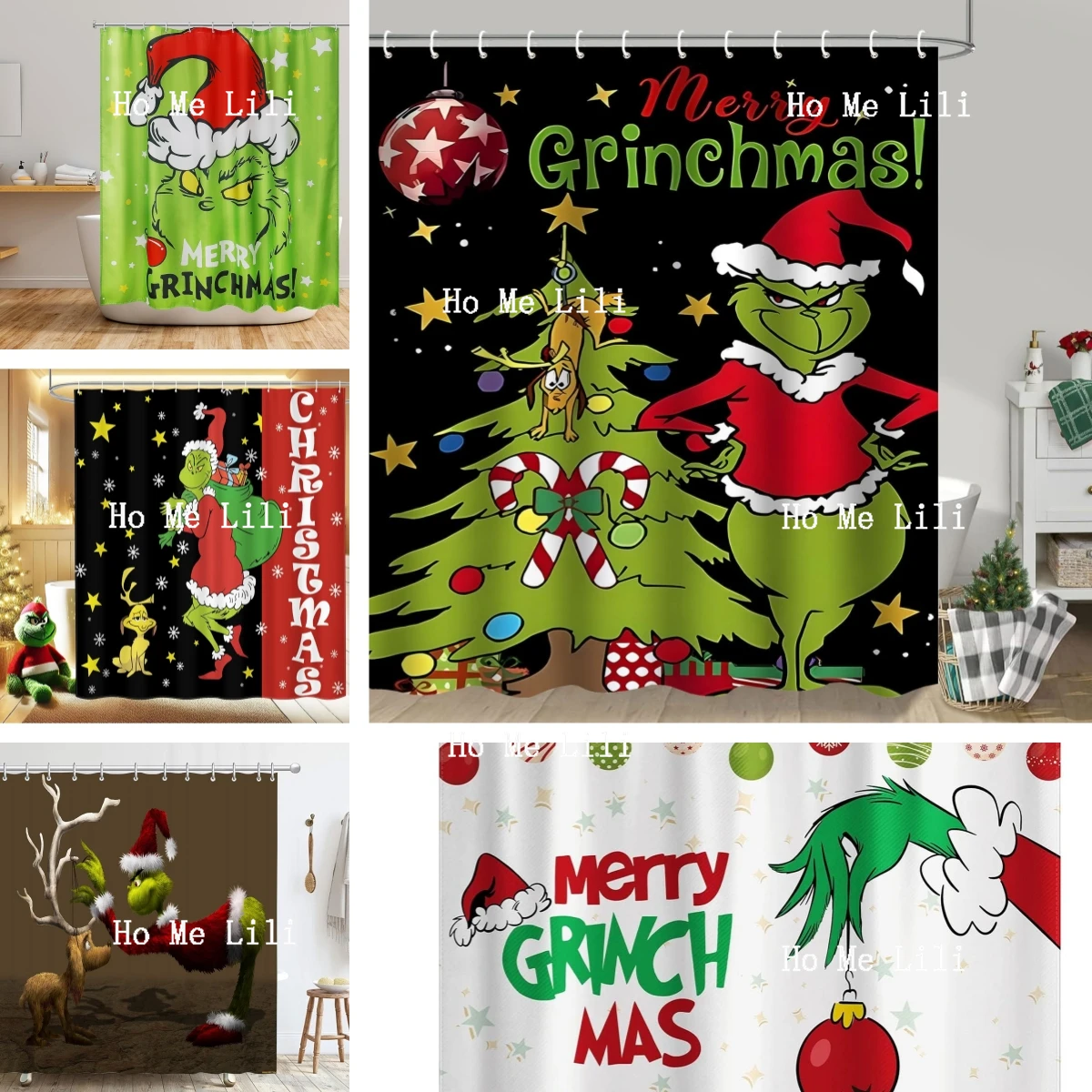 Winter Christmas Shower Curtain Cute Snowflake Scene Holiday Winter Gifts For Home Decorations