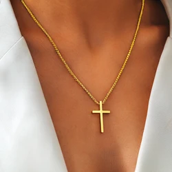 Cross Necklaces Streetwear Grunge Y2K Pendants Male Chains Christian Choker Fashion Stainless Steel Necklace For Women Jewelry