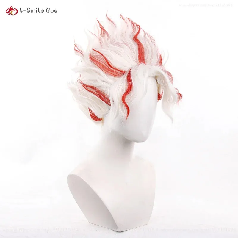 

dd12Anime Okarun Ken Takakura Cosplay 30cm Short Red White Towering Wigs Heat Resistant Synthetic Hair Halloween Wig