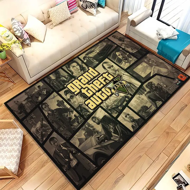 Vintage Game G-GTA San Andreas Area Rug,Soft Non-Slip Carpet Mat for Living Room Bedroom Playroom,Sofa Floor Rug,Home Decor Gift