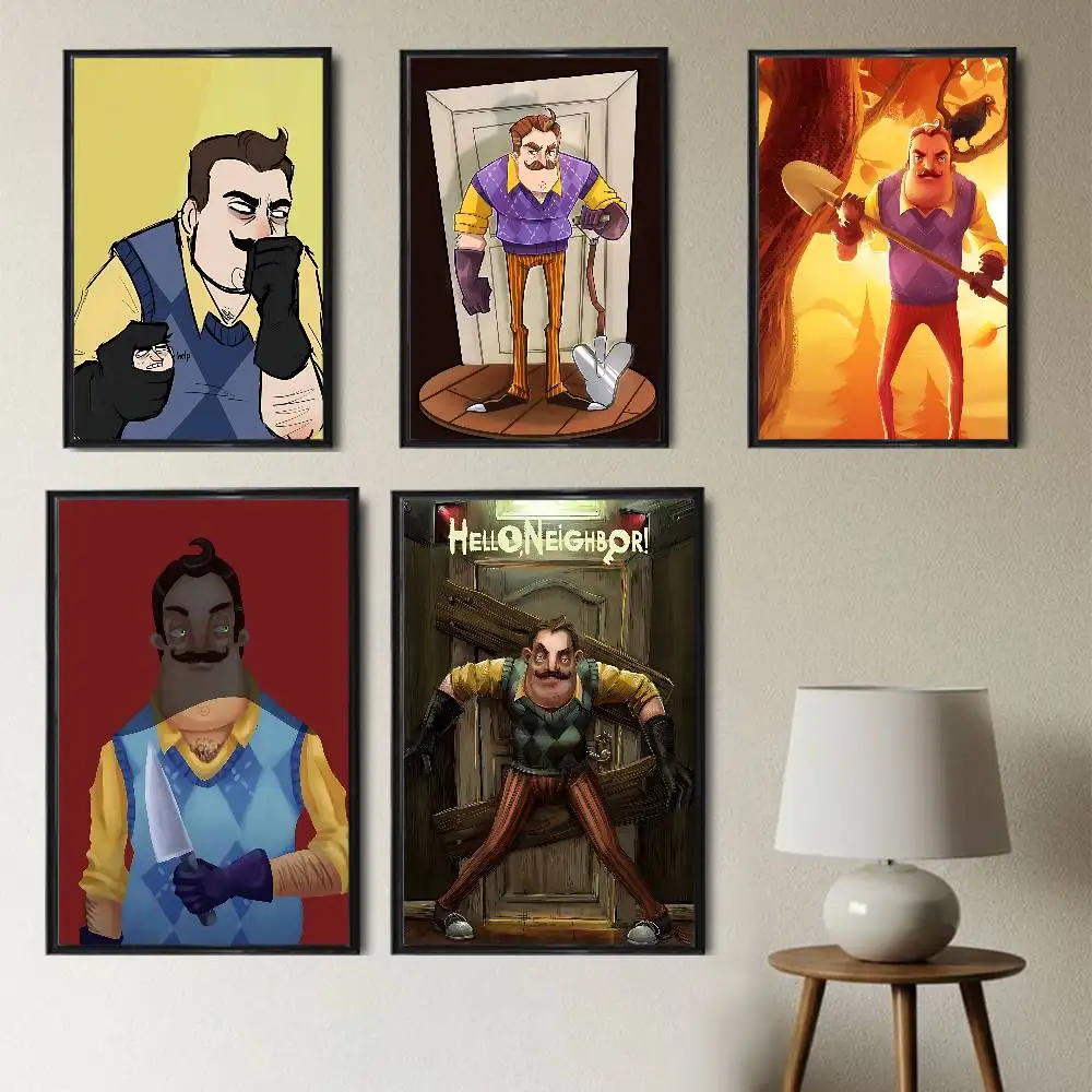 Cartoon Hello Neighbor Wall Art Anime Canvas Painting Poster For Living Room Decoration Picture Home Decor