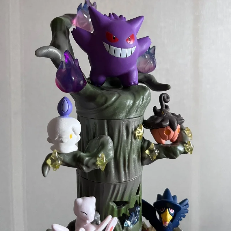 New Pokemon Figure Toy Tree Stump Anime Figure Halloween Gengar Pocket Monster Pikachu Forest Figurine Desk Model Decora Toy Gif