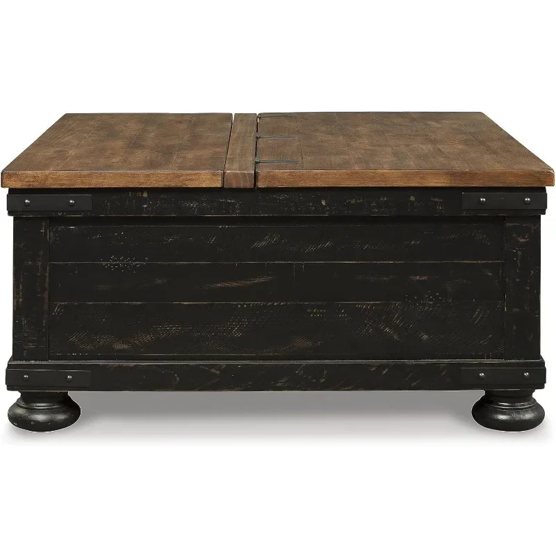 Farmhouse Lift Top Coffee Table with Storage,  Distressed Finish ，Designer Touches Include Plank Effect Styling