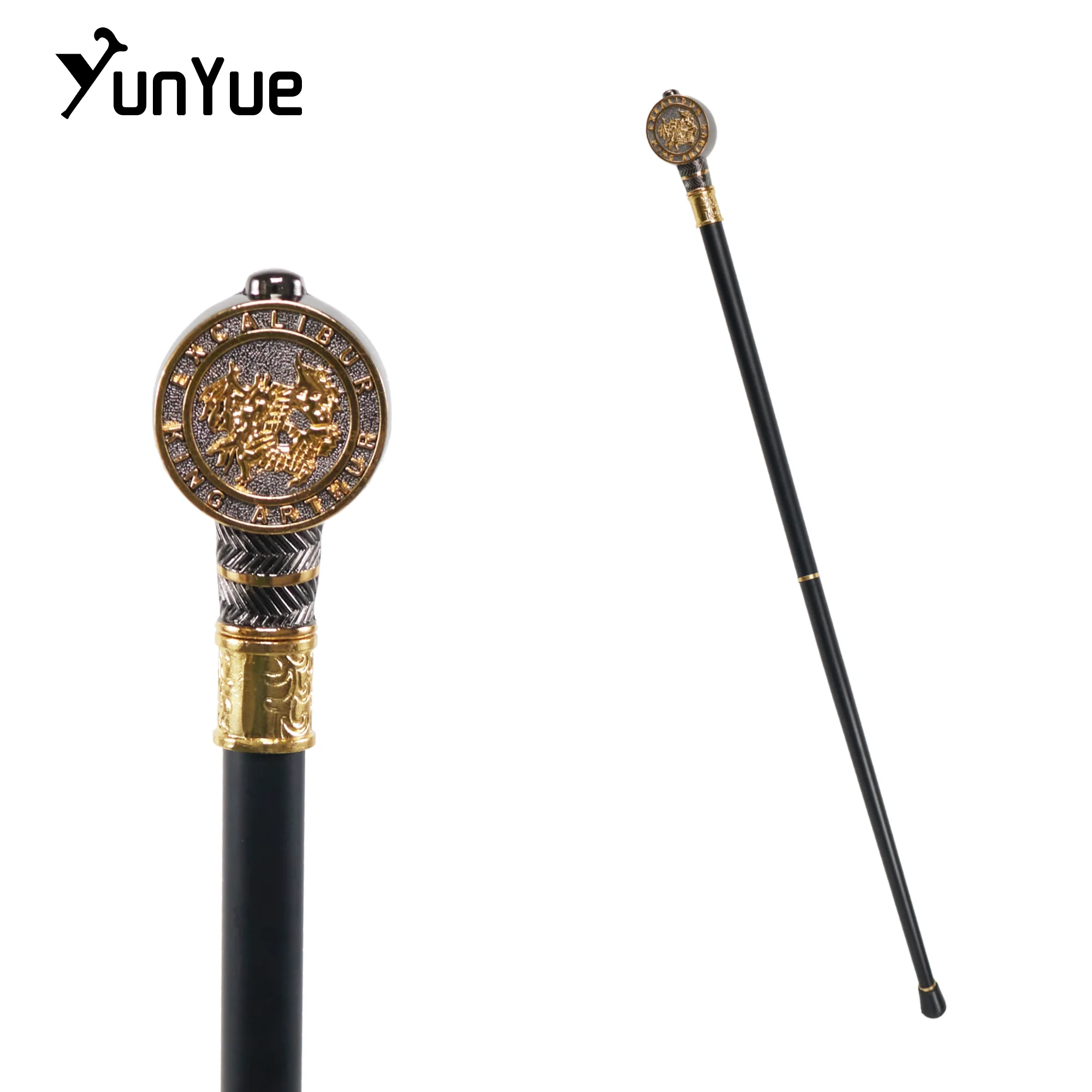 

Black Gold Dragon Totem Metal Walking Stick Vintage Gentleman Elegant Crutch Art Decorative Gift Cane Cosplay Film Prop Sceptre