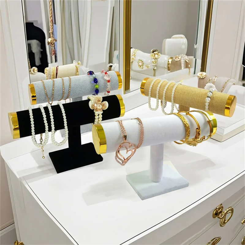 

Jewelry Display Stand Velvet Single Layer Metal Cover T Bar Organizer,Bracelet/Hair Band/Watch Holder for Home/Desktop Scrunchy
