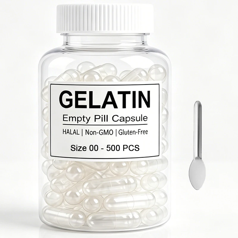 500PCS Transparent Gelatin Capsules Set Size 00 0 1 4 Empty DIY Pill Capsule for Medicine Vitamins Standard Size for Easy Fillin