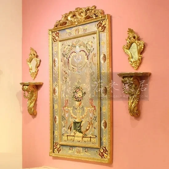 

A16 Pure hand-painted wood panel painting fireplace painting, decorative painting French American European luxury mural