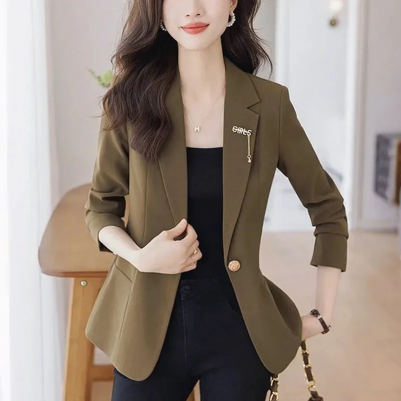 

Women Blazers Jacket Fall Office Lady Business Formal Wear Small Suit Single Button Blazer Coat Mujer Suit High-quality Suits