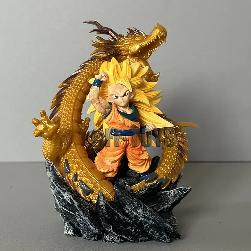 Q Version Dragon Ball Z Figure Ssj3 Goku Action Figures Dragon Fist Explosion 14CM PVC GK Statue Collectible Model Toys