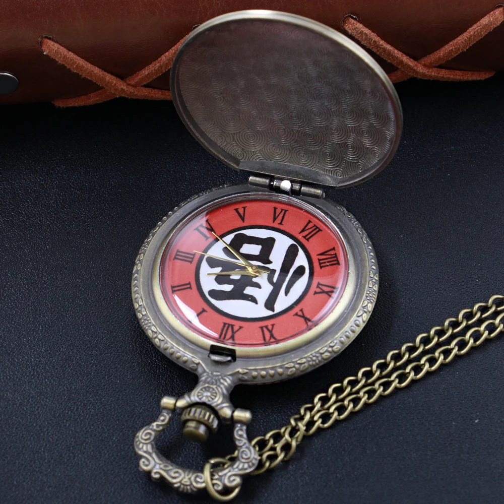 Bronze Cartoon Wuzi Pattern Steampunk Quartz Pocket Pocket Watch for Men and Women Universal Decorative Jewelry Necklace Gift