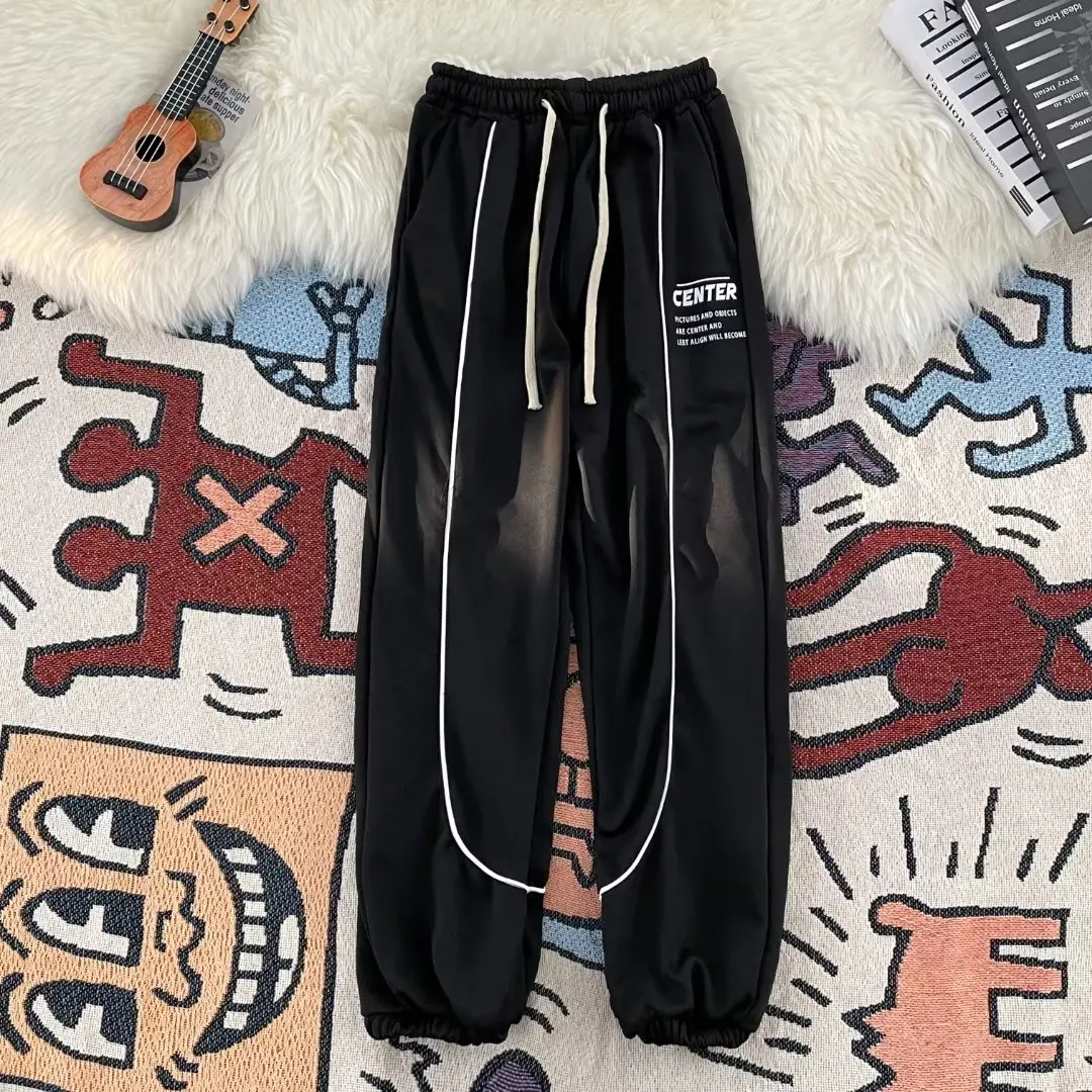 

2024 New Streetwear Y2K Straight pants Casual Sports Trousers Joggers Hip Hop Pocket Loose Overalls Drawstring Sweatpants