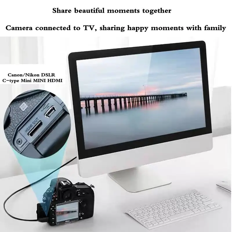 Mini Micro to HDMI-Compatible High Definition Cable 2.0 Ultra Soft Thin Line Short Mini 4K60Hz Suitable for DSLR Canon Camera