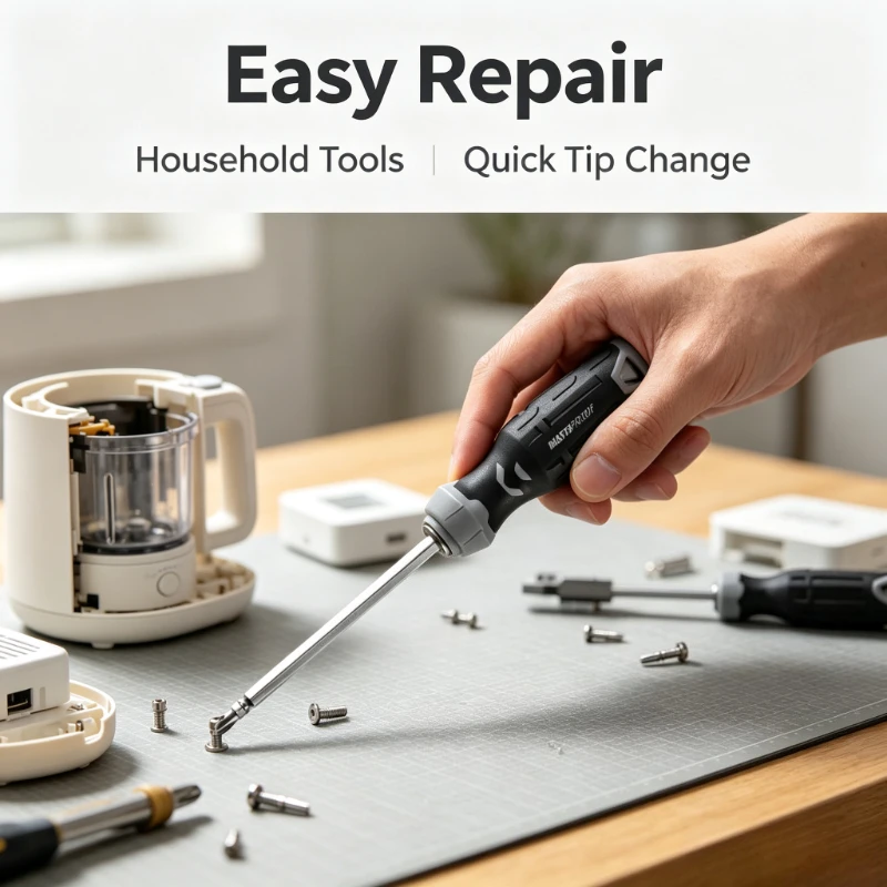 MASTERPROOF 6*125mm Reversible Screwdriver CR‑V Steel Magnetic Double End Phillips Slotted Bit Household Repair Hand Tool