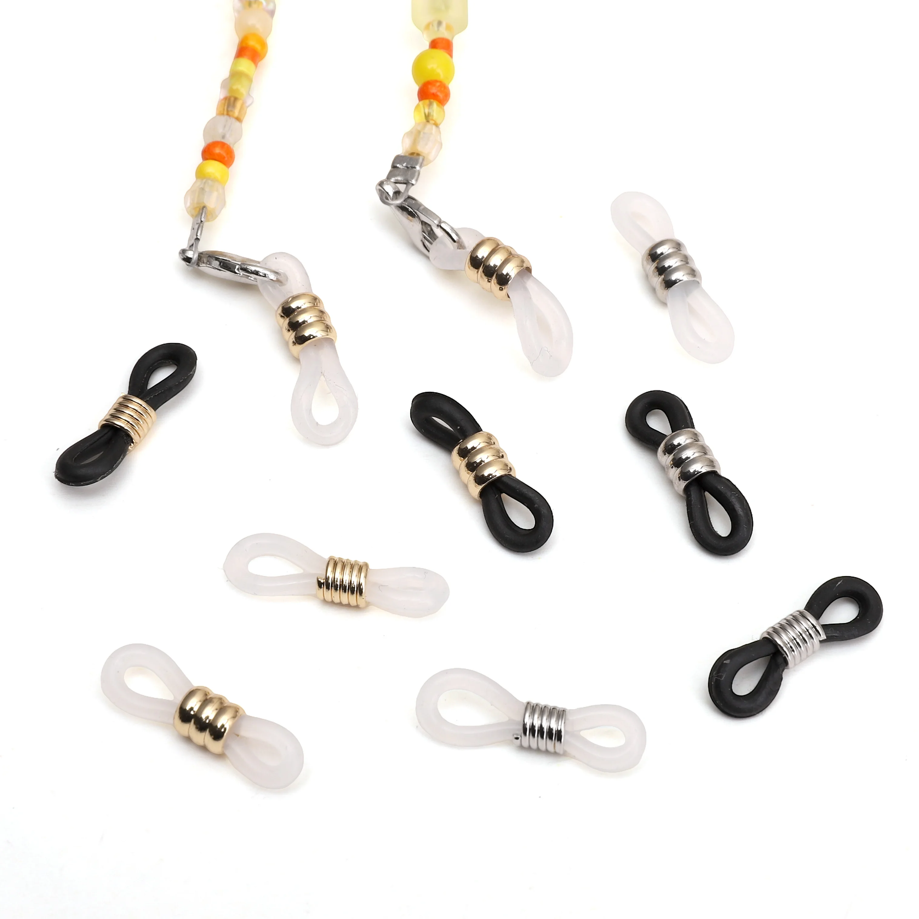 2pcs Eyeglass Chain Ends Adjustable Silicone Rubber Connectors for DIY Sunglasses Eye Glasses Holder Necklace Jewelry Making