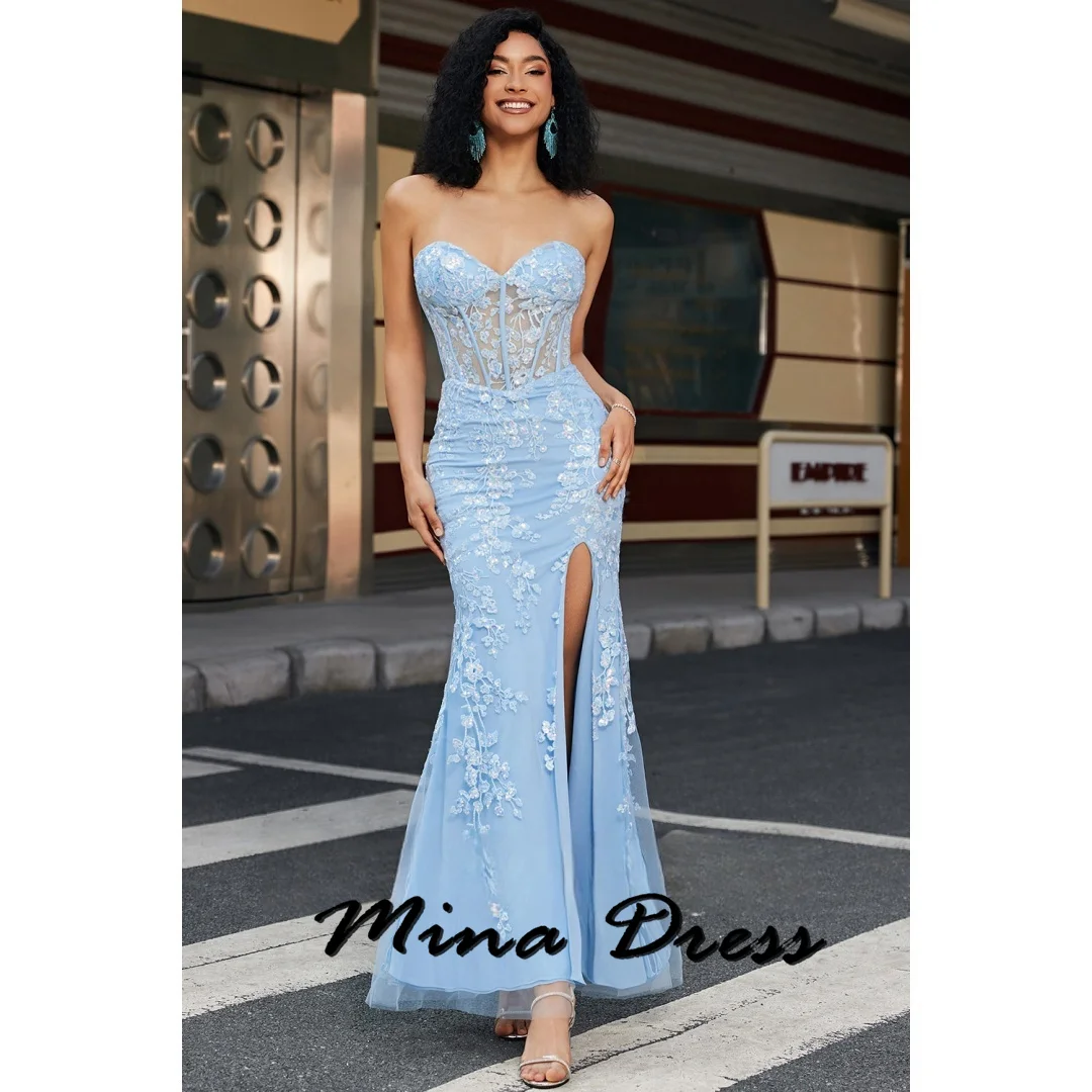 

Mina Customized Backless Women's Elegant Dresses for Parties 2024 Sleeveless Simple and Elegant Formal Dress Es Strapless Prom