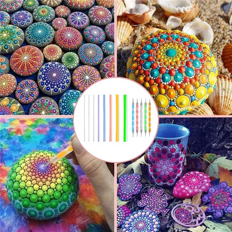 YWDZ-8X Mandala Dotting Tools Set For Painting Rocks,Painting Rocks Dot Kit,Acrylic Stick,Point Drill Tool,Stencil DIY Wall view 3