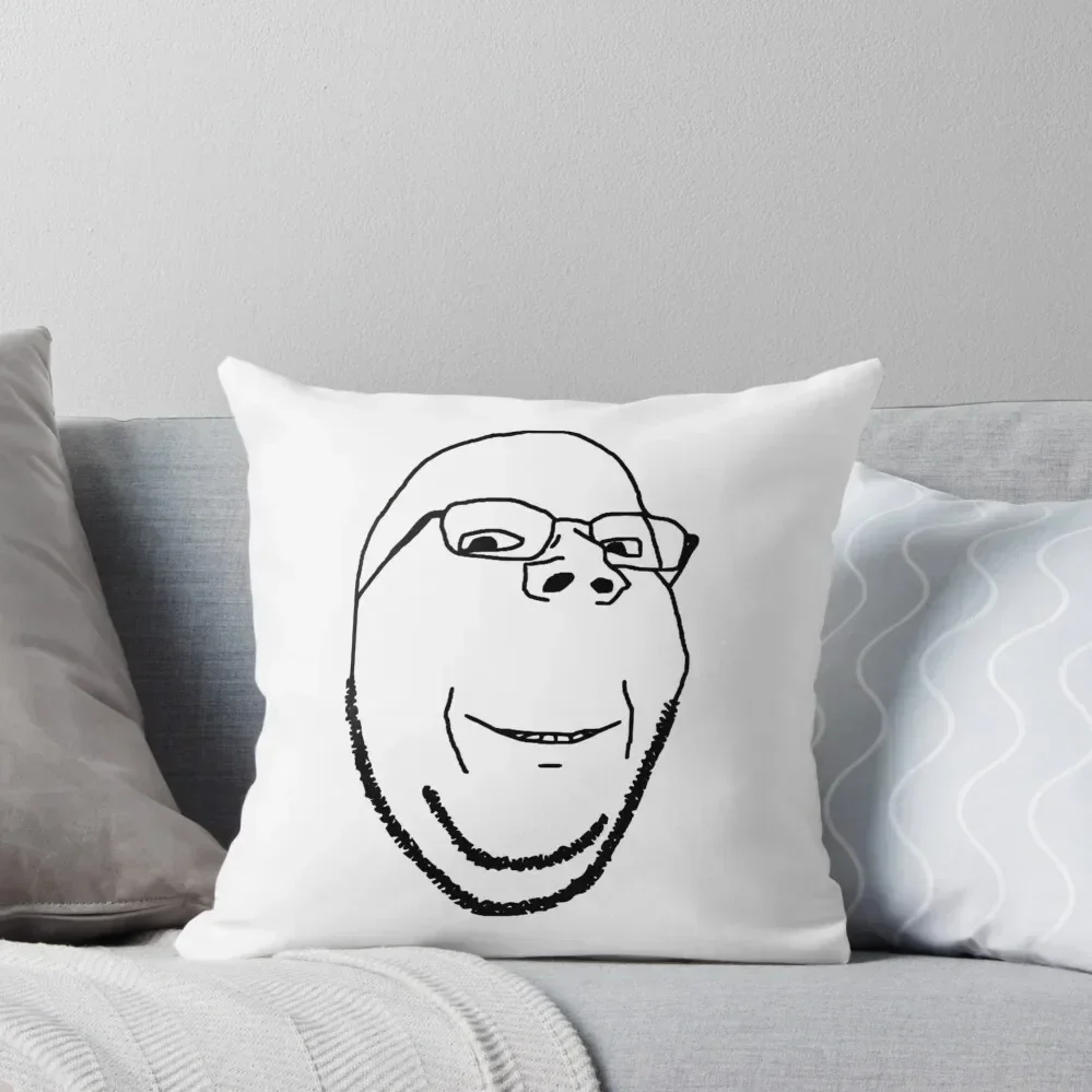 Smiling Wholesome Wojak Soyjak Throw Pillow Sofa Cushion Cover Pillowcases For Pillows pillow