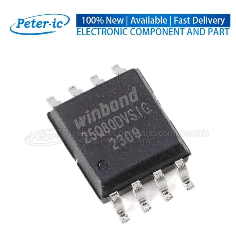 (5pcs)W25Q80DVSSIG SOIC-8-208mil  2.7V~3.6V 8Mbit SPI Interface 3ms SOIC-8-208mil NOR FLASH Available Peter-ic
