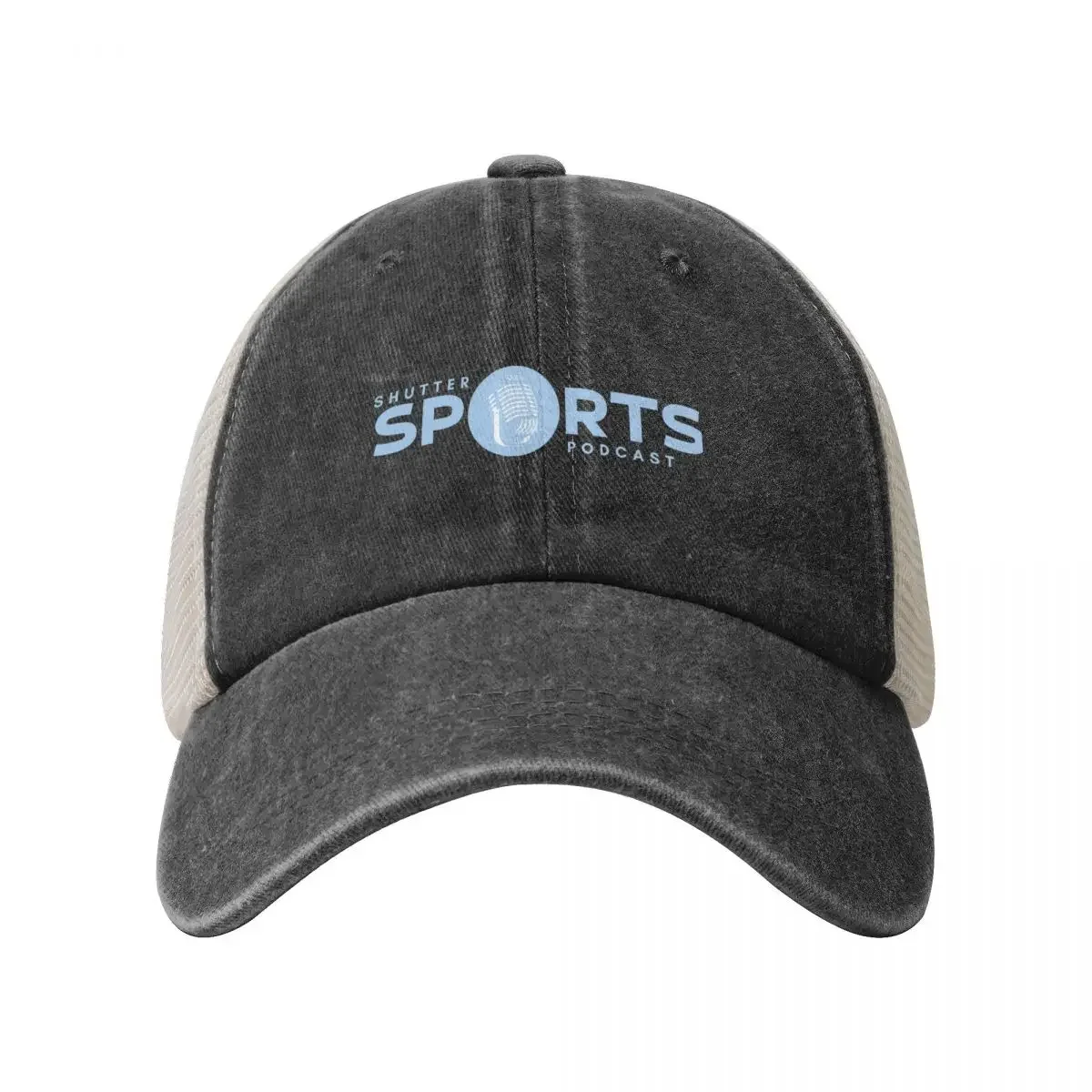 Shutter Sports Podcast Banner Logo (Blue and White) Baseball Cap Beach beach hat Mens Caps Women's