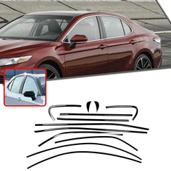 Window Trim Cover Gloss Black Stainless Steel Decoration Seal Strip Shield Weatherstrips Styling For Toyota Camry 8th 2018-2024