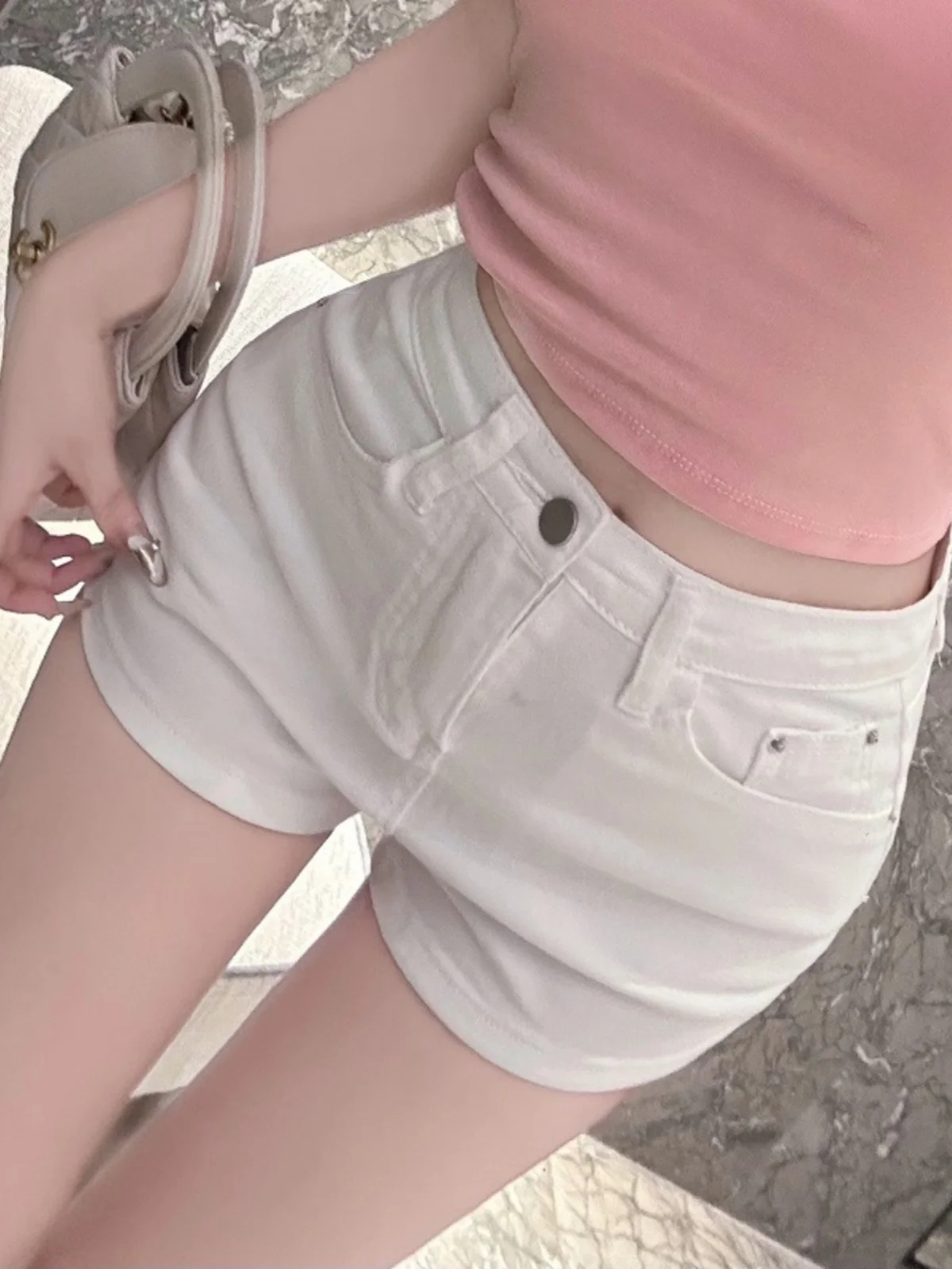 

White Slim Fit High Waist Denim orts Women Summer Thin Cotton Stretch Hot Pants Assorted Colors And Sizes for Young Women