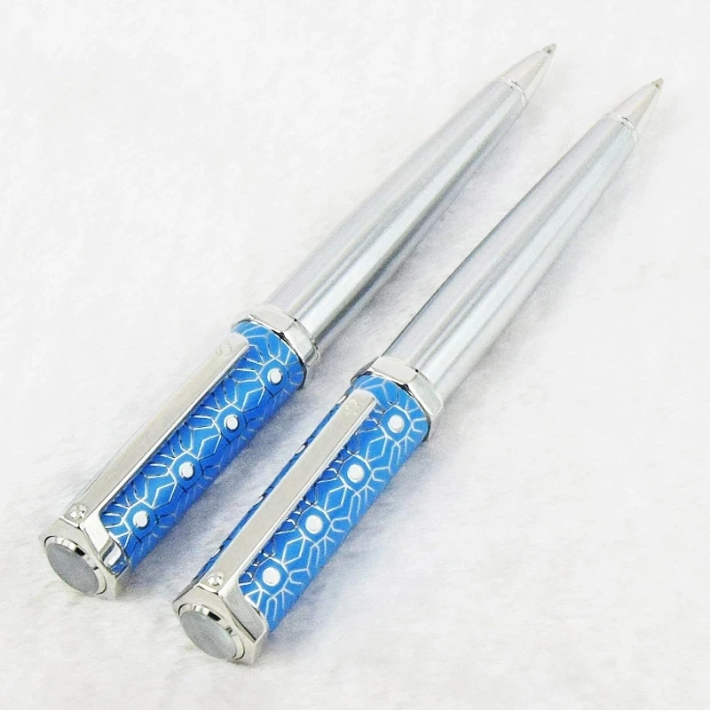 YAMALANG Classic Luxury Ballpoint Pen Octagon Blue Green Decorative Pattern With Serial Number Writing Smooth Stationery