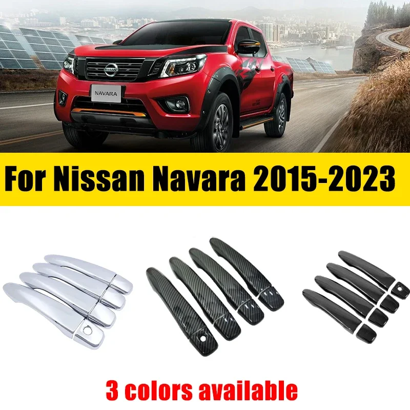 Door Handle Cover Trim Chrome For Nissan Navara NP300 Frontier D23 2015-2023 2016 Chrome Anti-scratch Luxurious Car Accessories
