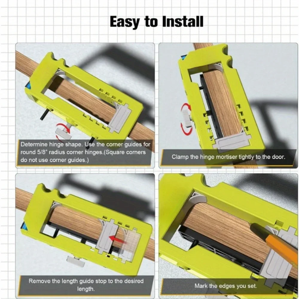 Door Hinge Installation Kit With Jig And Mortiser -Includes Self-Centering Bit & Double Ended Screwdriver Bit