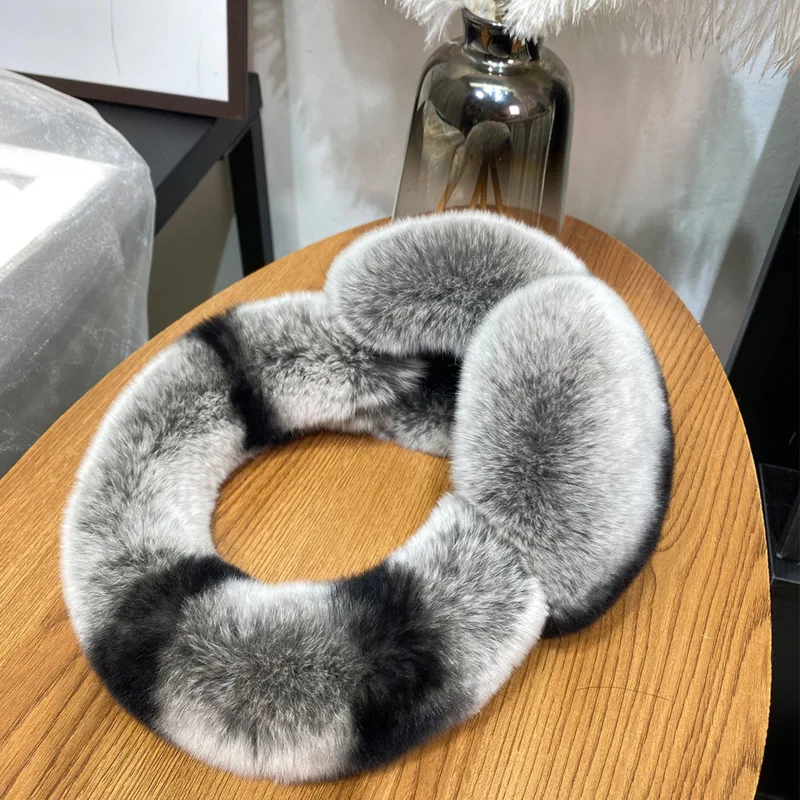 Real Rex Rabbit Fur Full-Cover Ear Muffs Cute Plush Ear Covers Winter Fur Ear Warmers Foldable Outdoor Cold Protection EarMuffs