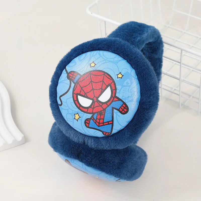 Nuevas orejeras para niños de Marvel, bolsas para los oídos cálidas de felpa para niños de invierno, lindas orejas de Spider-Man, cubiertas para los oídos cálidas anticongelantes para estudiantes