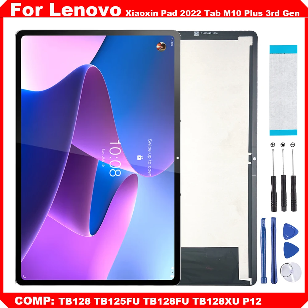 10.6 inch Display LCD For Lenovo Tab M10 Plus 3rd Gen P12 Tablet TB125FU TB128FU TB128F Touch Screen Digitizer With Lcd Assembly