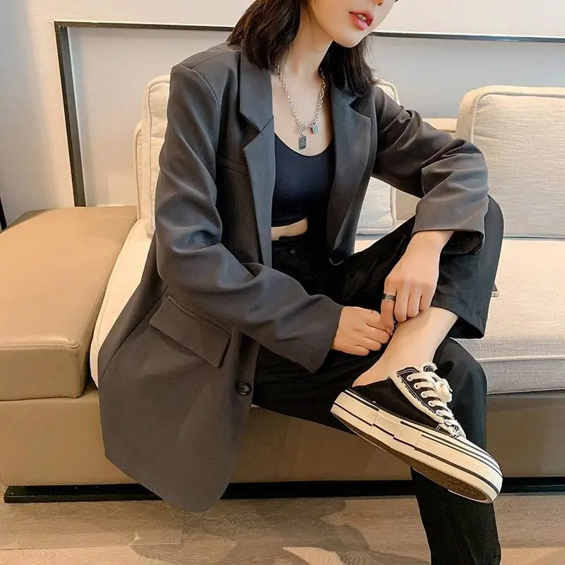 Commute Blazer Overcoat Female Women'S Coats Hot Selling Full Harajuku Gothic Y2K Punk E Girl Back Workwear Overcoats Printed