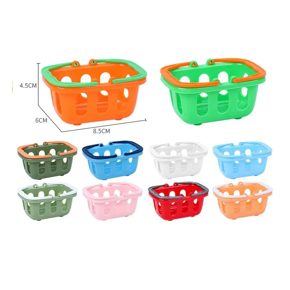 Mini panier de courses Miniature pour maison de poupée, 5 pièces, panier multicolore en plastique, jouets pour enfants, modèle de panier à main