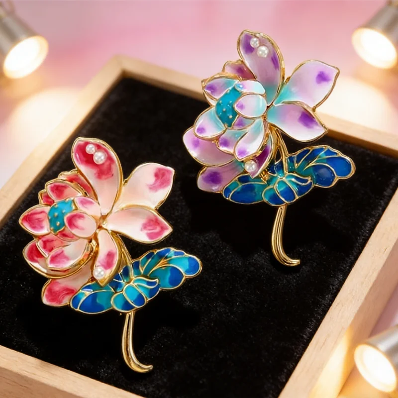 Meaningful Gift Brooch Fashion Enamel Flower Pin, A Symbol of Purity & Elegance to Adorn Coats, Scarves as a Thoughtful Present