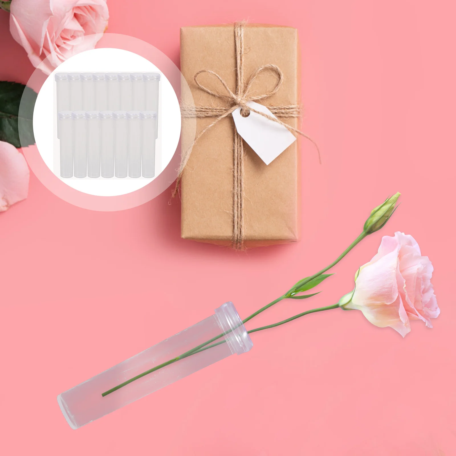 100 Uds. Tubos de almacenamiento de flores frescas, tubos de plástico, suministros para floristería, contenedores de agua para flores de larga duración