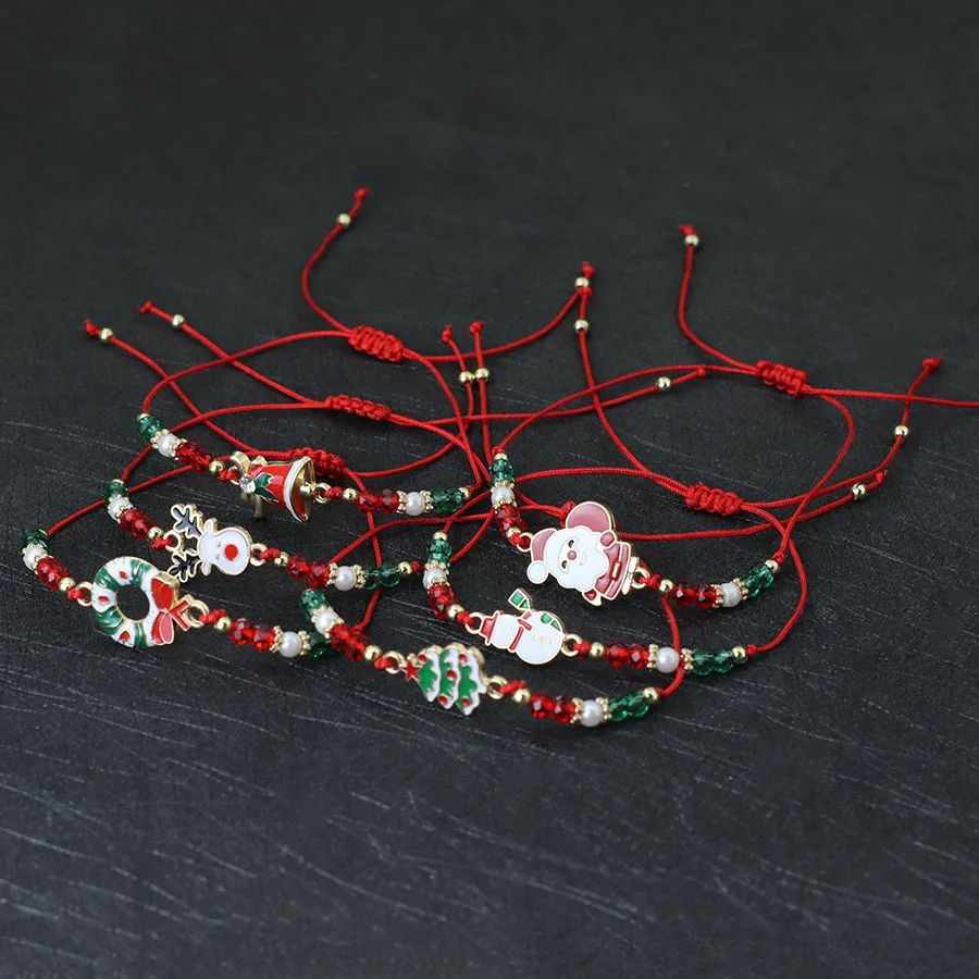 الاقتصادية 12 قطعة/دزينة عيد الميلاد سلسلة سلسلة سوار للجنسين قابل للتعديل عقدة عناصر المهرجان سوار مجوهرات الصداقة الطرف #3