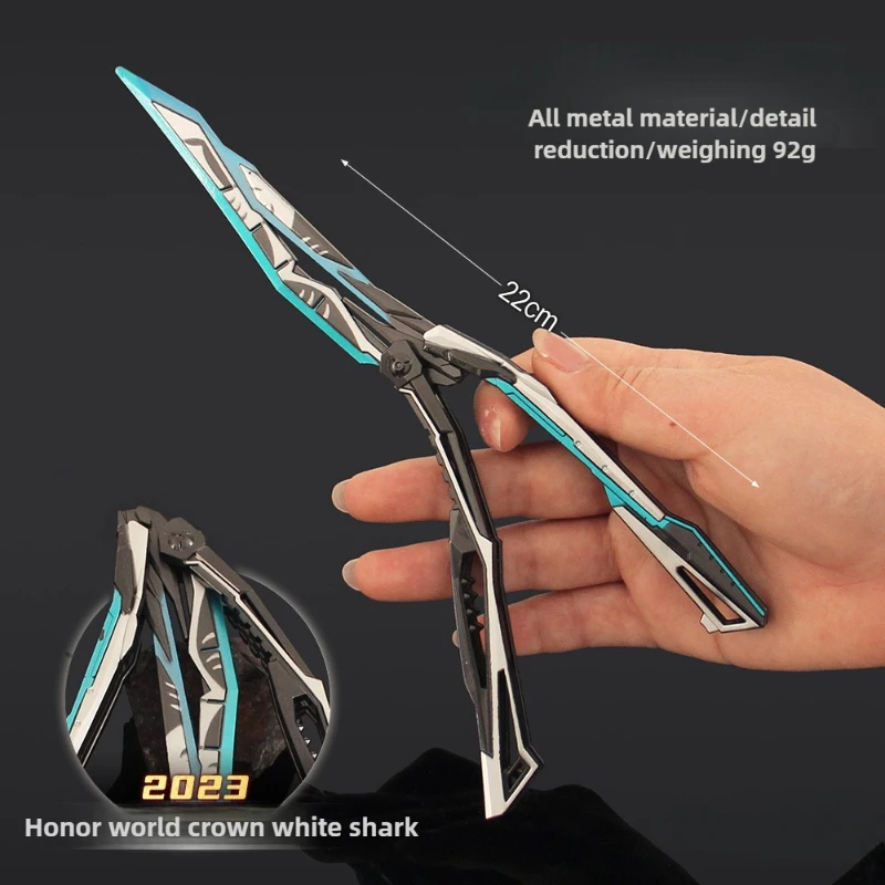 22 cm/8,66 pulgadas a través del juego periférico Blazing Mans cuchillo Glory World Crown cuchillo de entrenamiento espadas de juguete armas de Metal modelo adornos