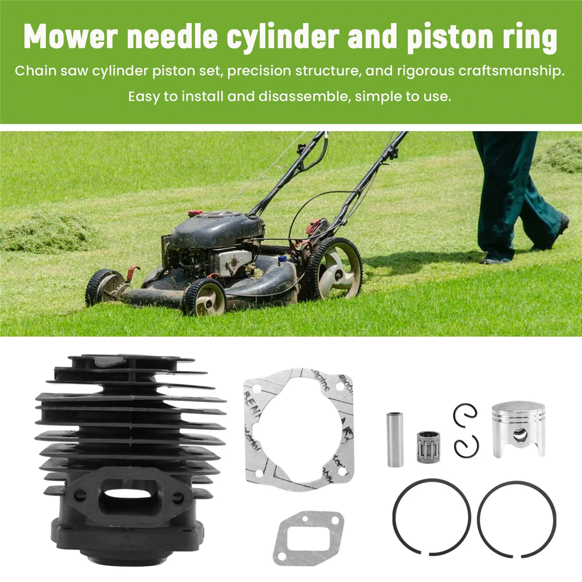 40MM Brush Cutter Cylinder & Piston Ring with Needle Cage for 43CC CG430 Various Strimmer Trimmer 40-5 BG430 image 5