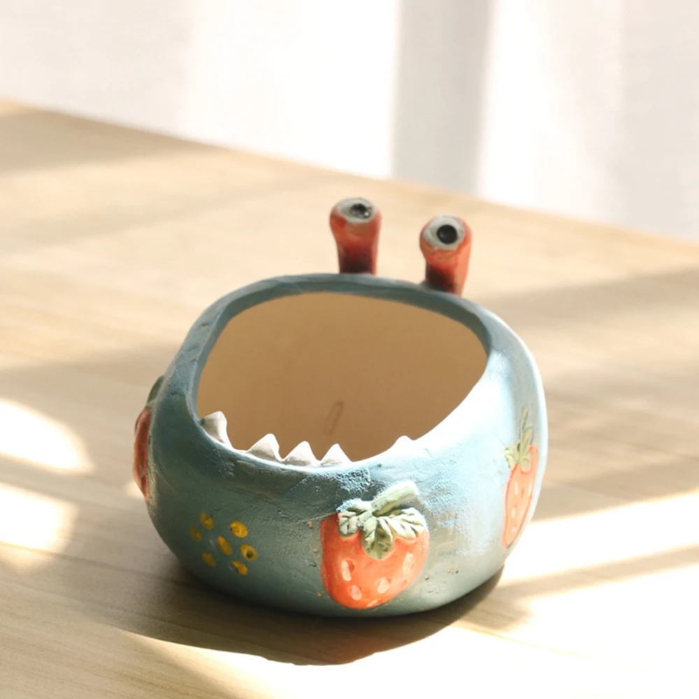 Creative Monster Ceramic Flower Pot Cartoon Strawberry Pot Succulents Plants Bonsai Pots Home Decoration Garden Tool