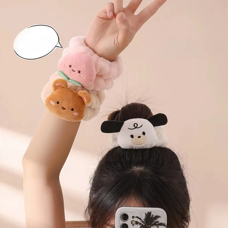 Cute Cartoon Plush Face Wash Wrist Belt for Girls To Wipe Sweat, Absorb Water and Moisturize, Sleeve for Wrist Protection