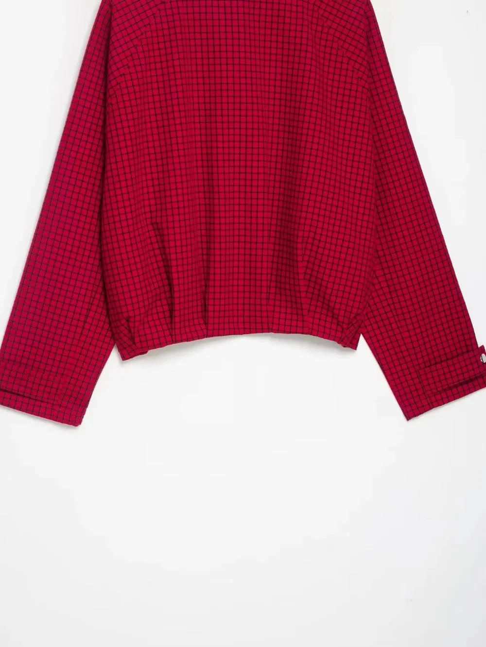 Damen High Street Casual Chic Rote Herbst-Winter-Jacke, Outfit mit Karomuster, Stehkragen, Reißverschluss, Lockerer Bomberjackenmantel für Frauen – Detail 11