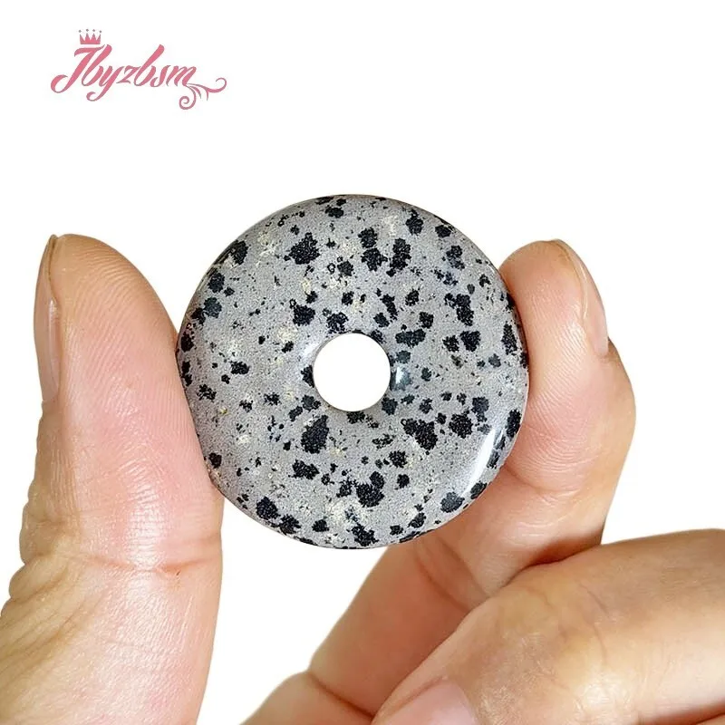 Natürliche dalmatische Jaspis-Donut-Ringe, Steinperlen für DIY-Halskette, Armband, Anhänger, Schmuckherstellung, Zubehör, Perlen 30/40/50 mm