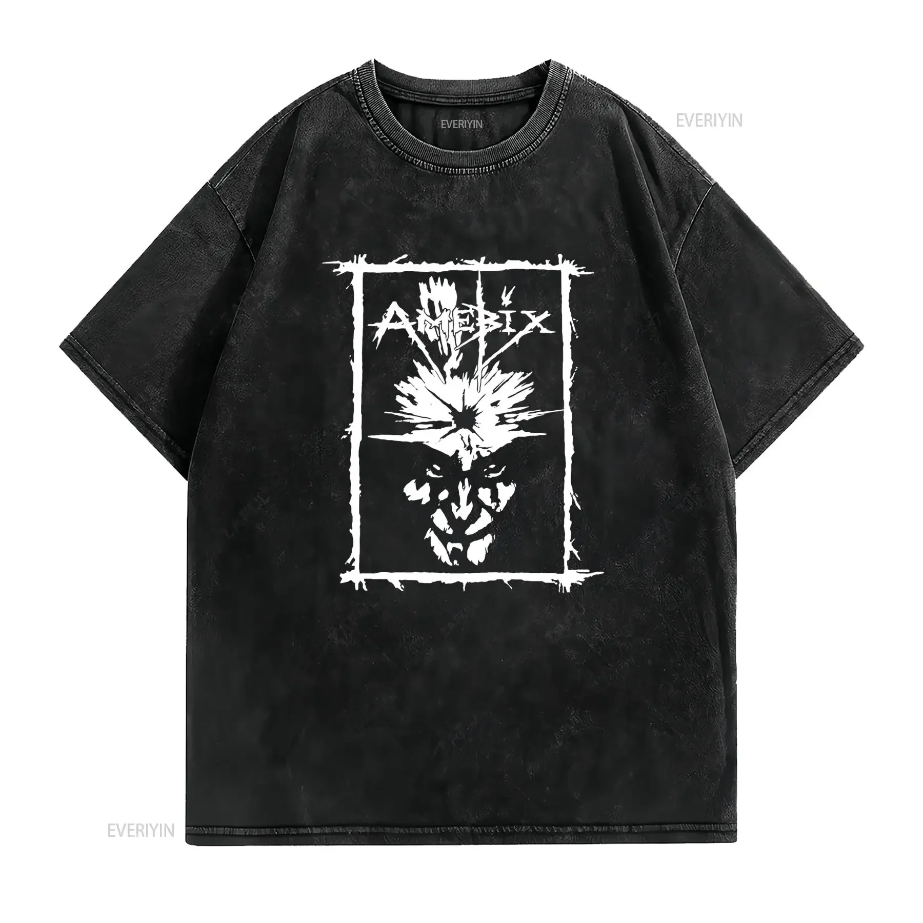 AMEBIX Gothic Logo T Shirt for Heavy Duty with Iconic White Print All Season Casual Wear Machine Washable Round Neck Design