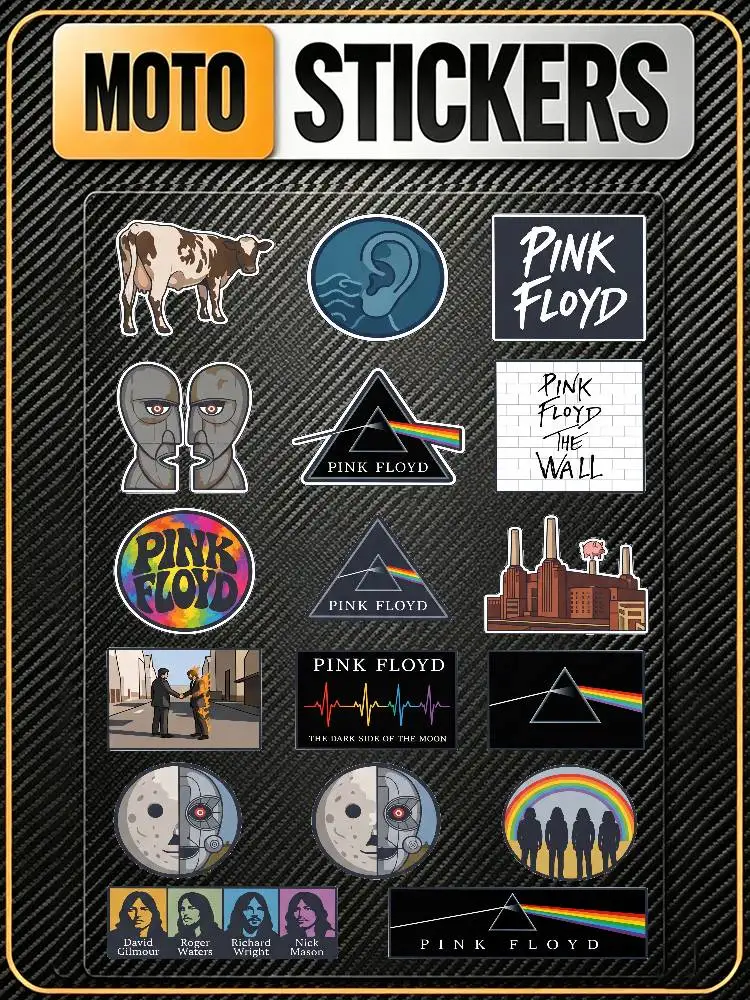 P-PINK FLOYD- Long Lasting Waterproof Reflective Sticker Scratch Conceal Fit Motorcycle Car Helmet Fridge Decals