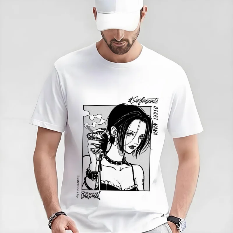 

Nana Osaki 0330 The Black Stones Punk Band Gift T shirt Large size Tops Anime Girl Graphic Print Y2k Clothes Cartoon Tee