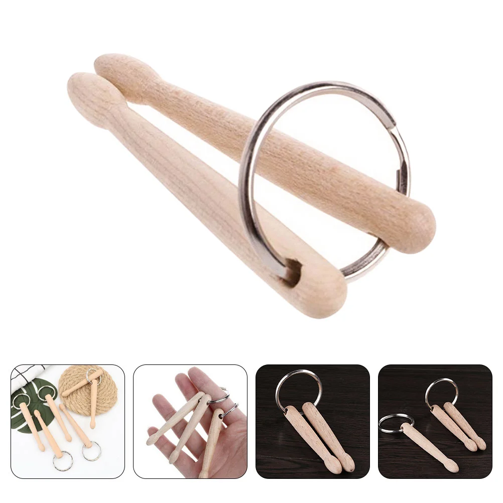 Drum Stick Drumstick Keychain Child Rings 3d Sticks Charm Wood Car Charms Decoration