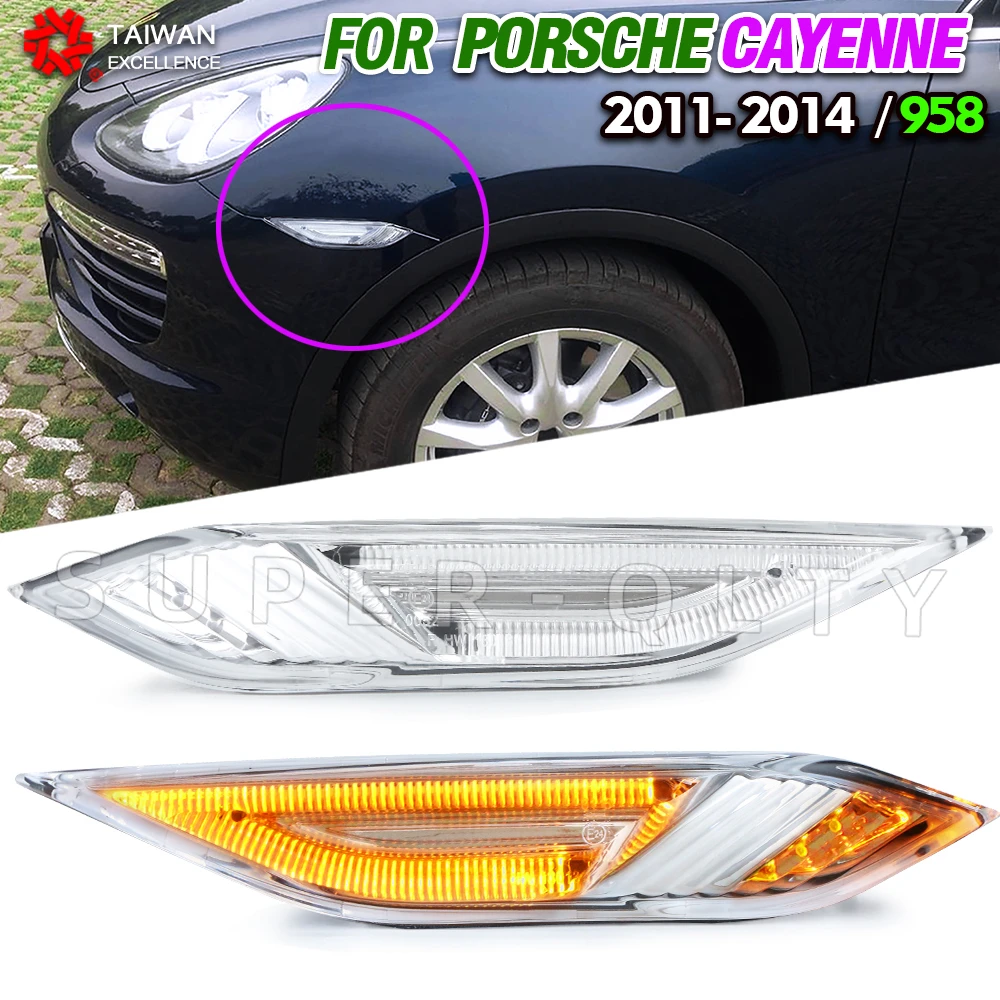 

For Porsche Cayenne 958 92A 2011 2012 2013 2014 LED Side Marker Light Turn Signal Lamps DRL Daytime Running Light